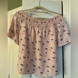 Staccato pink floral off the shoulder blouse size small